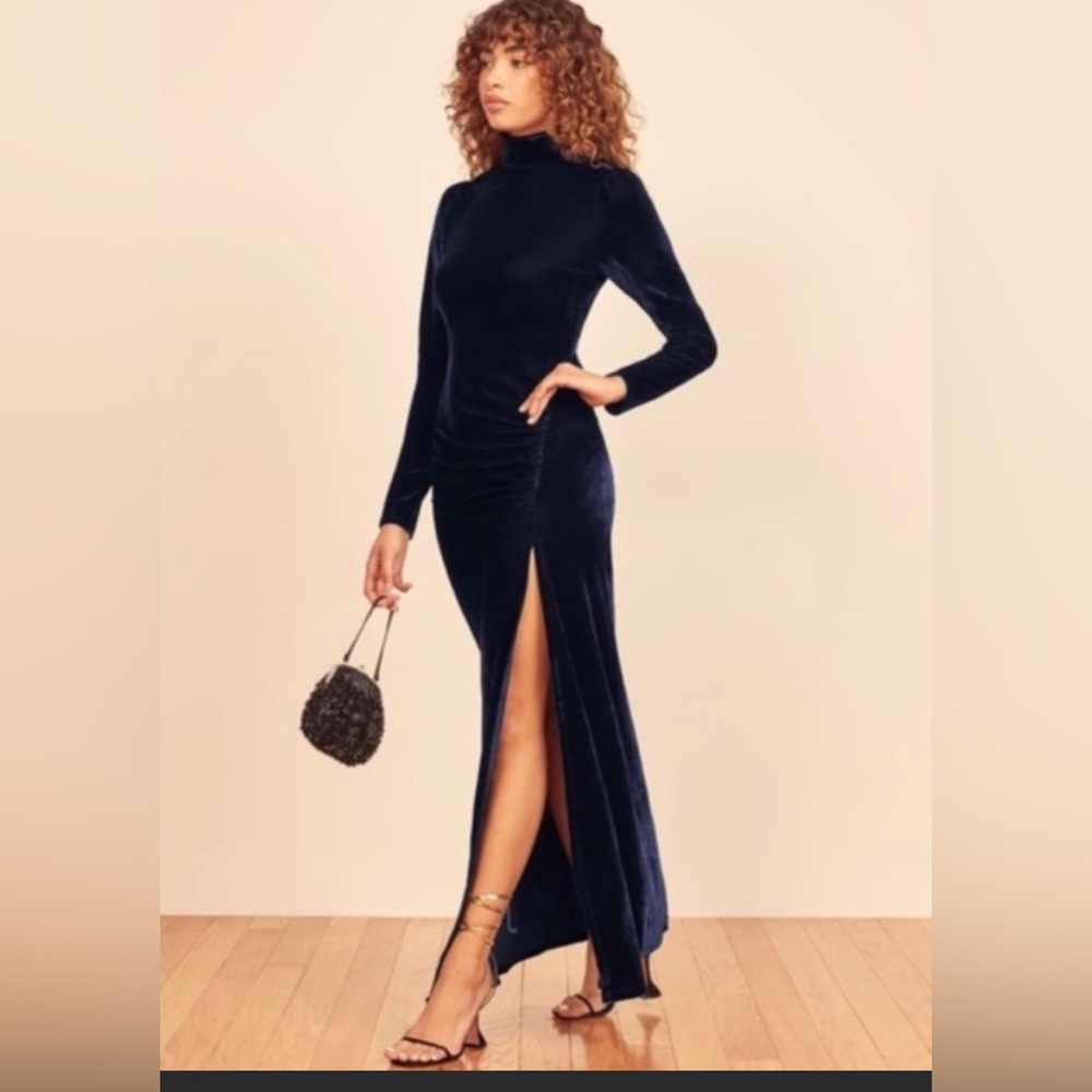Reformation Navy Moonlight Maxi Dress